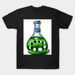 Green Wicca bottle - moon phases T-Shirt